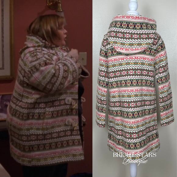 Rare Fair Isle Duffle Coat ASO Sookie Gilmore Girls Multicolor Womens Small Knit - Picture 4 of 13